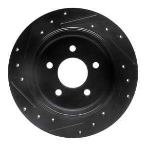 Ford Crown Victoria Brake Rotor (1) - Rear Right - R1 Concepts - Drilled & Slotted - Black - `96-`02